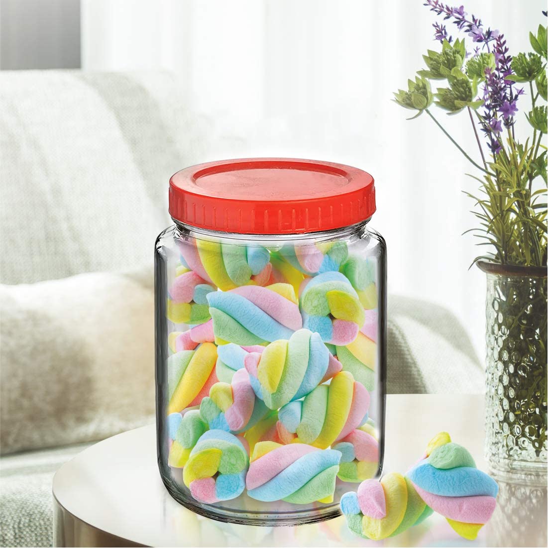 Brezzycloud Piraml Glass Round Shape Transparent Glass Jars & Containers For Kitchen Pantry, Snacks, Dry Fruits, Coffee Beans St